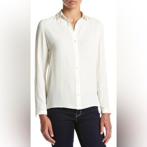 Jones of New York Ivory Button Down Blouse, NWT, high-low hem, Size XL
